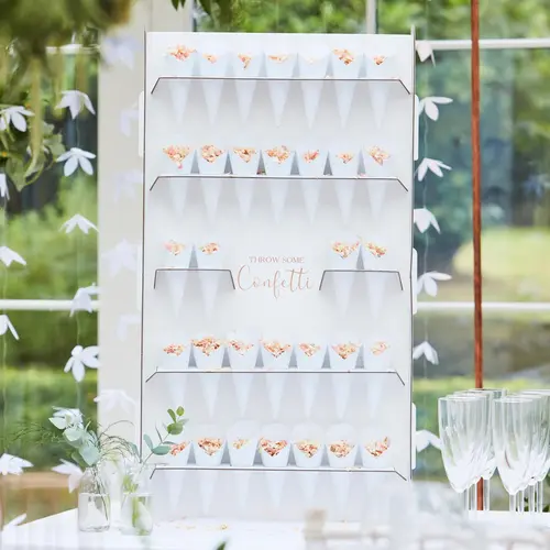 Botanical Wedding Bronze Foiled Confetti Stand with Confetti Cones